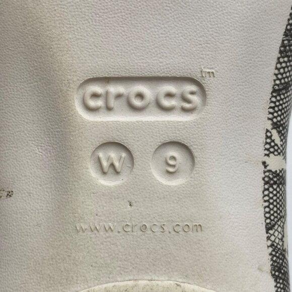 Crocs Lina Ballet Flats Oyster White/Black Print Slip On Women's Size 9 - Picture 12 of 12